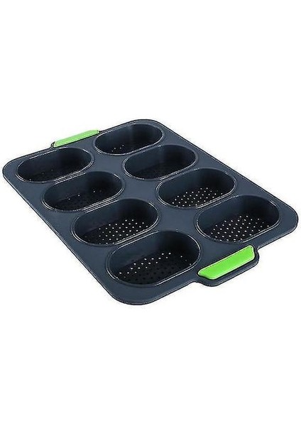 Ekmek Tavalar Kalıplar 8-Deliği Yapışmaz Silikon Ekmek Pişirme Pan Dıy Mini Mutfak Kalıp Oval Pasta Aracı Fransız Ekmek (Yurt Dışından)