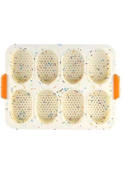 Ekmek Tavalar Kalıplar 8-Deliği Yapışmaz Silikon Ekmek Pişirme Pan Dıy Mini Mutfak Kalıp Oval Pasta Aracı Fransız Ekmek (Yurt Dışından)