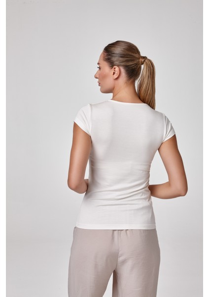 Kadın Kısa Kollu Havuz Yaka Body T-Shirt Fit Kalıp fiyatları