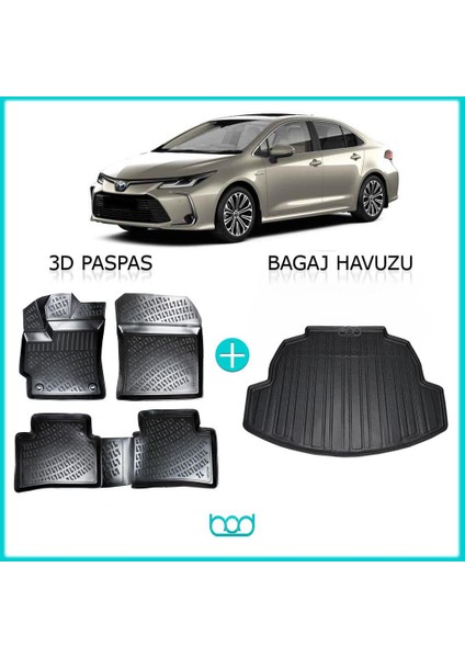 Toyota Corolla Sedan 3D Havuzlu Paspas ve Bagaj Havuzu Seti 2019-SONRASI