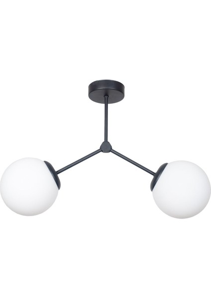 Focus Modern Tasarım Salon - Mutfak - Cafe - Hol - Yatak Odası Siyah Renk Beyaz Camlı 2 Li Avize fiyatları