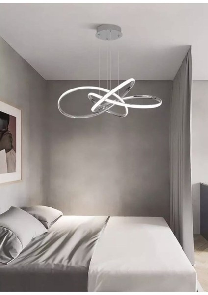 Kumandalı Dimmerli 3 Renk Işıklı Modern Sarkıt Power LED Avize Krom Ledli Avize
