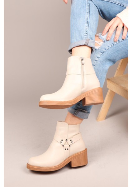 ANETA Fermuarlı Kısa Kadın Bot KREM fiyatları