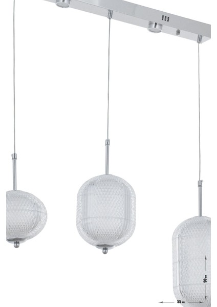 Torino 3'lü Power Ledli Kumandalı Modern Yemek Masası Üstü Avize, 3 Renk: Sarı-Beyaz-Gün Işığı-Krom indirimleri