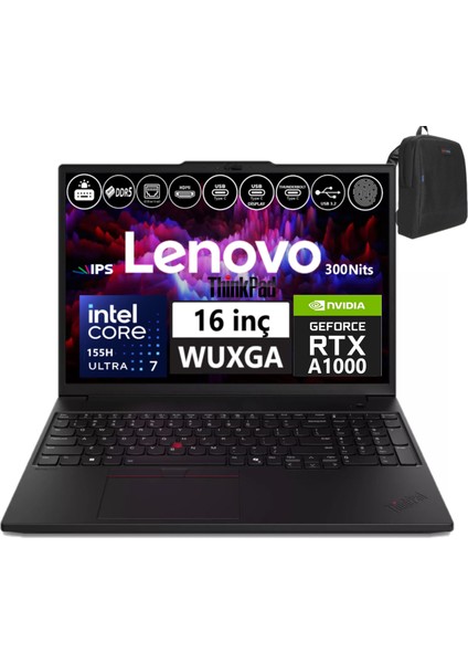 Thinkpad Mws P16V V2 Intel Ultra-7 155H 64GB 5600MHZ 2tb+2tb SSD SSD Nvıdıa 6GB/RTX1000ADA W11PRO Workstation Bilgisayar WS21KX003BTXA11+ZETTAÇANTA