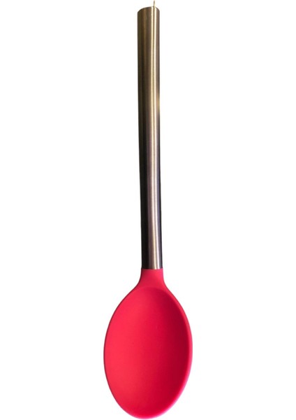 Silikon Kepçe Metal Saplı Kırmızı (Çapı: 7 cm Boyu: 22 Cm)