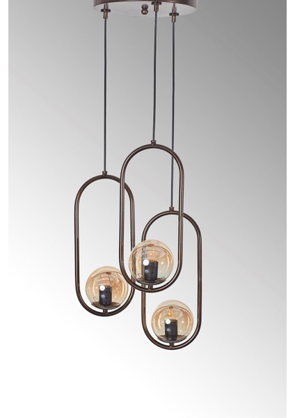 Zenga 3 Lü Eskitme Metal Gövde Bal Rengi Camlı Tasarım Lü x Avize modelleri