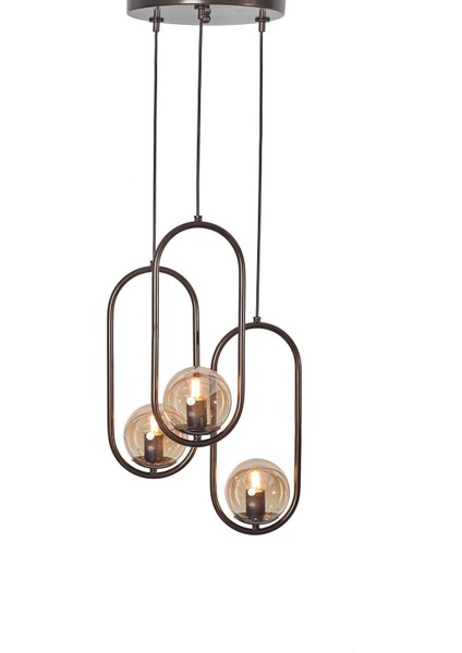 Zenga 3 Lü Eskitme Metal Gövde Bal Rengi Camlı Tasarım Lü x Avize fırsatları