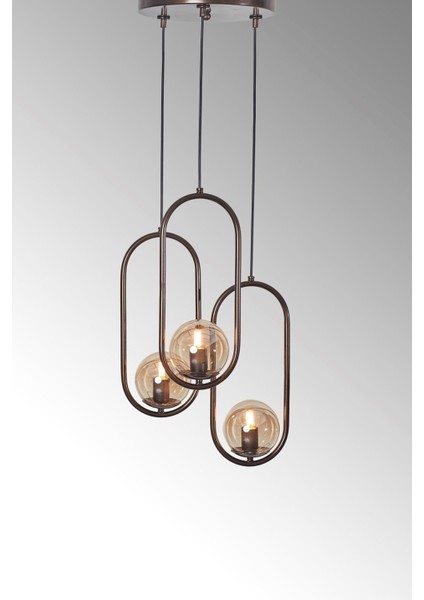 Zenga 3 Lü Eskitme Metal Gövde Bal Rengi Camlı Tasarım Lü x Avize indirimleri