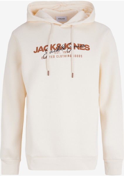 Jack & Jones Kapüşon Yaka Krem Erkek Sweatshırt 12256848_JJALVIS Sweat Hood