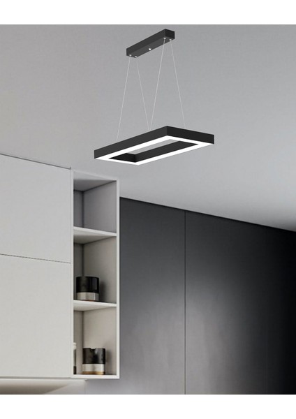 Mesita (Siyah Kasa, Sarı Işık) Ledli Modern Sarkıt Linear LED Avize Salon Mutfak Oturma Odası Yatak Odası Antre Hol LED Dikdörtgen fiyatları