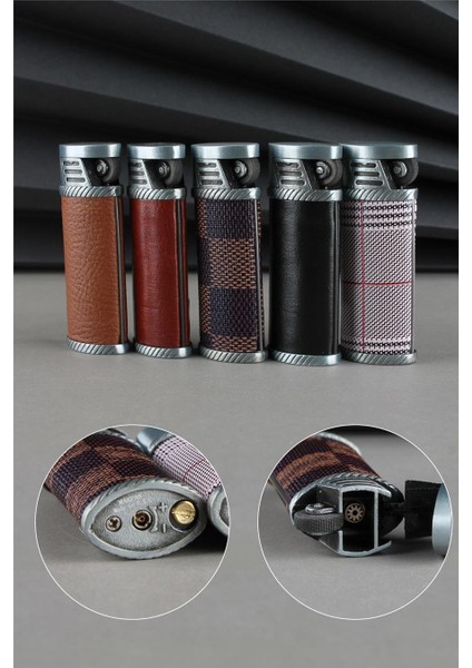 Suni Deri Kaplama Özel Tasarım Kapaklı Güçlü Torch Siyah Gazlı Çakmak CAKSM026T modelleri