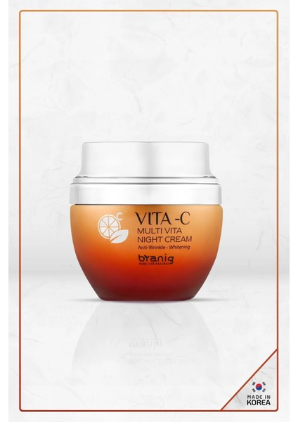Branıg Saf Vitamin Aydınlatıcı Etkili ve Leke Karşıtı Vıta-C Multi Vita Yoğun Night Krem Made In Korea