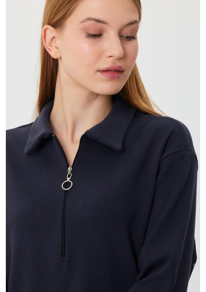 Alexandergardı Polo Yaka Fermuarlı Tunik Elbise (B23-00179)
