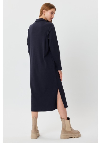 Alexandergardı Polo Yaka Fermuarlı Tunik Elbise (B23-00179)