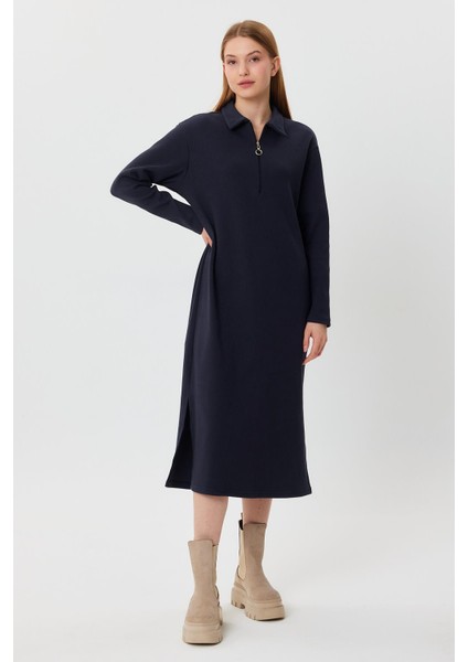 Alexandergardı Polo Yaka Fermuarlı Tunik Elbise (B23-00179)