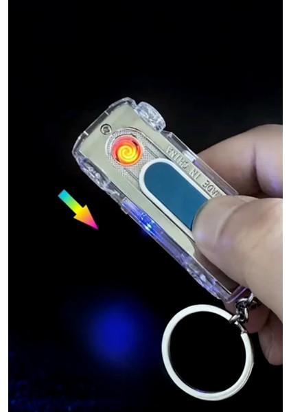 Arabalı Çakmak Anahtarlık USB Şarjlı Farlar LED Özel Tasarım Gold Çakmak 24CSM042USBR02