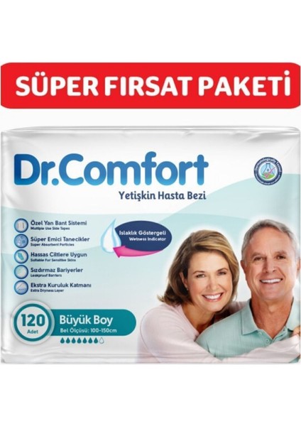 Yetişkin Bel Bantlı Hasta Bezi Large 120 Adet