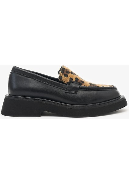 Josie Leopar Hakiki Deri Kadın Loafer