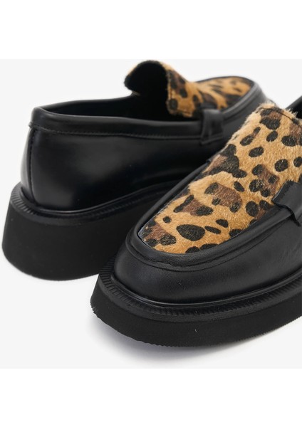 Josie Leopar Hakiki Deri Kadın Loafer