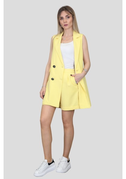 Safari Yelek & Safari Şort Takım-Sarı