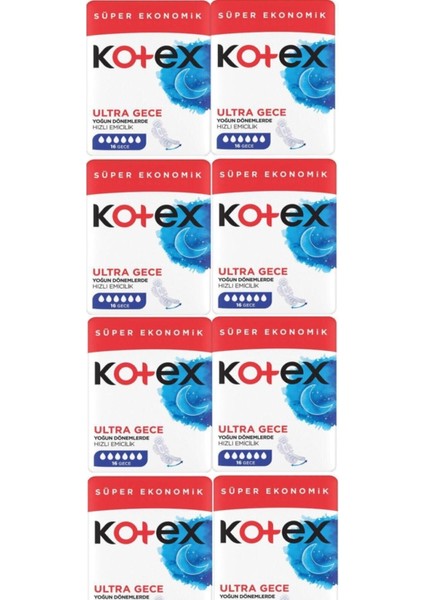 Ultra Hijyenik Ped Gece 16'lı 8 Paket 108 Adet