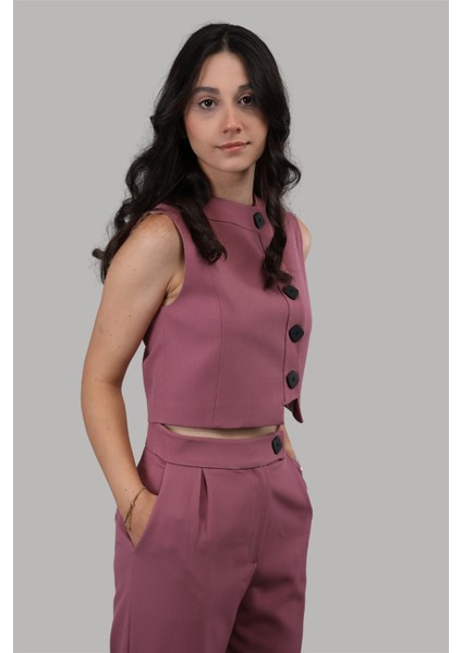 Düğmeli Yelek Takım-Rose fiyatları