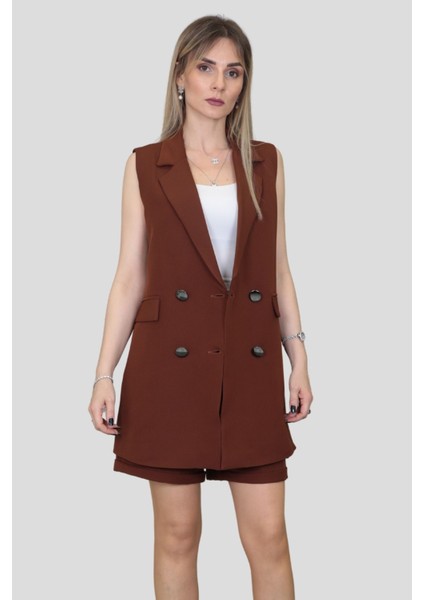 Safari Yelek & Safari Şort Takım-Kestane modelleri