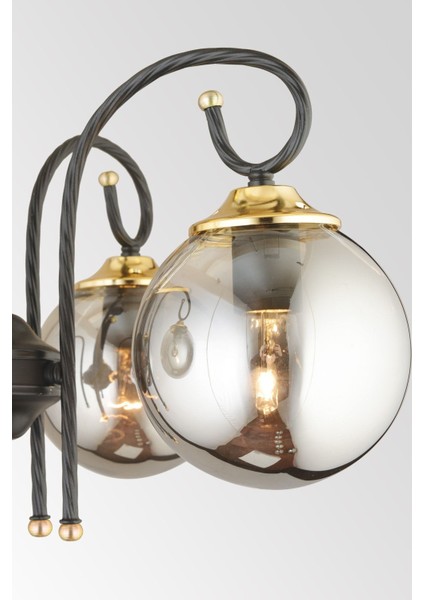 Siyah Kule 5'li Füme Glop Camlı Aşağı Bakan Lüks Avize fırsatları