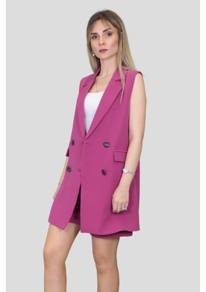 Safari Yelek & Safari Şort Takım-Fuşya modelleri