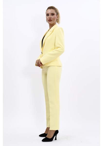 Erkek Yaka Tek Düğmeli Klasik Ceket & Dar Paça Pantolon-Sarı fiyatları
