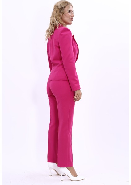 Erkek Yaka Tek Düğmeli Klasik Ceket & Dar Paça Pantolon-Fuşya fırsatları
