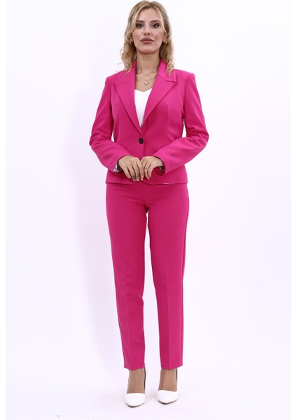 Erkek Yaka Tek Düğmeli Klasik Ceket & Dar Paça Pantolon-Fuşya indirimleri