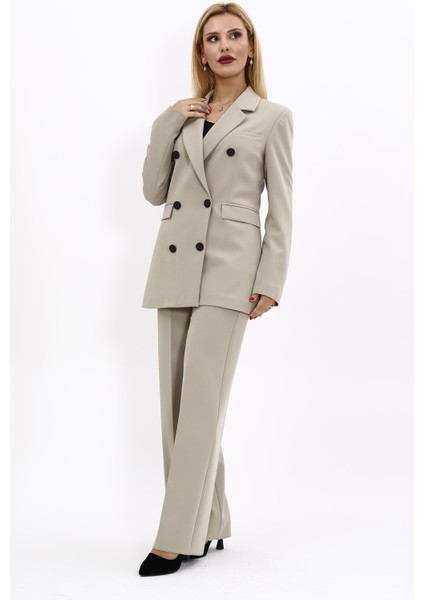 Blazer Ceket & Bol Paça Pantolon Takım-Bambu
