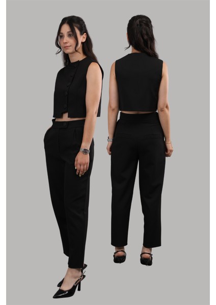 Düğmeli Yelek Takım-Siyah modelleri