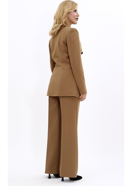 Blazer Ceket & Bol Paça Pantolon Takım-Camel fiyatları