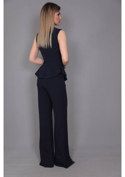 Aller Yelek & Ispanyol Yırtmaçlı Paça Pantolon Takım-Lacivert modelleri