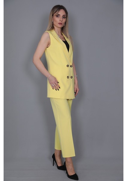 Midi Boy Klasik Yelek & Kısa Bol Paça Pantolon-Sarı fiyatları