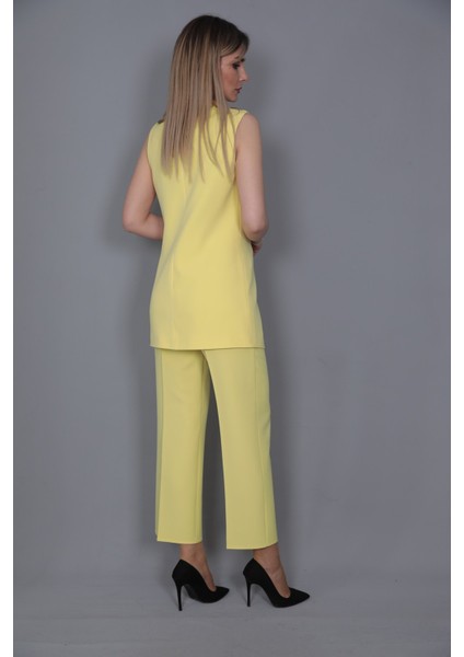 Midi Boy Klasik Yelek & Kısa Bol Paça Pantolon-Sarı indirimleri