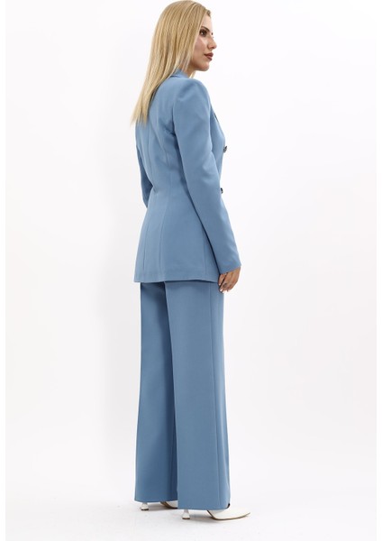 Erkek Yaka Kuruvaze Blazer Ceket & Bol Paça Pantolon-Deniz fırsatları