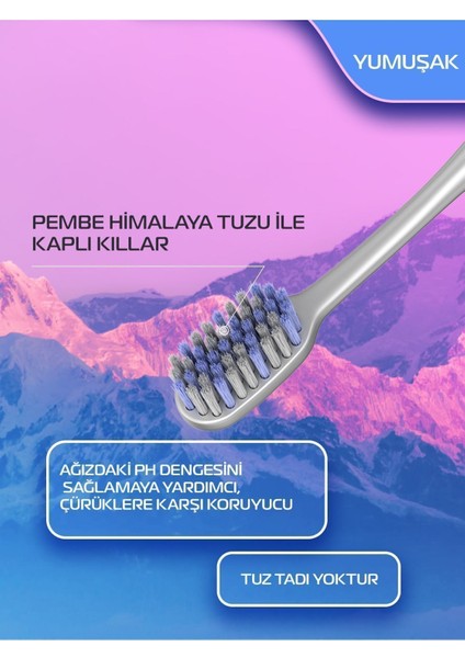 Ultra Soft Pink Salt Ultra Soft Ince Diş Fırçası Himalaya Tuzu Kaplı