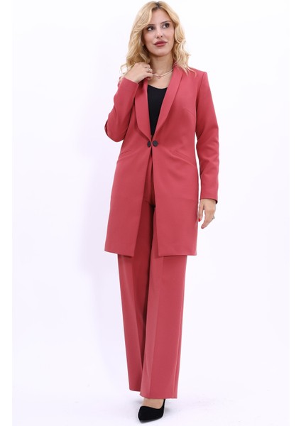 Helen Ceket & Bol Paça Pantolon Takım-Kiremit