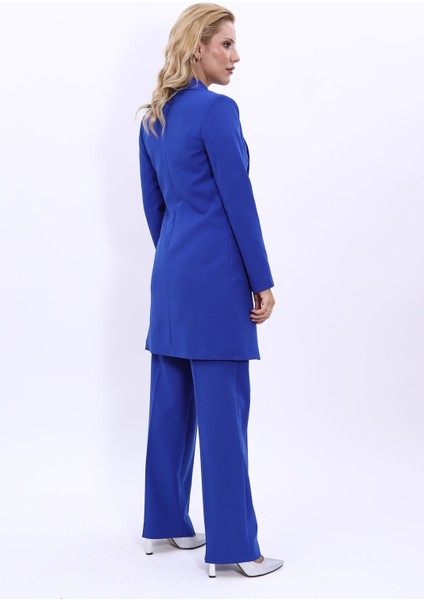 Şal Yaka Cepli Uzun Ceket & Bol Paça Pantolon-Saks fiyatları