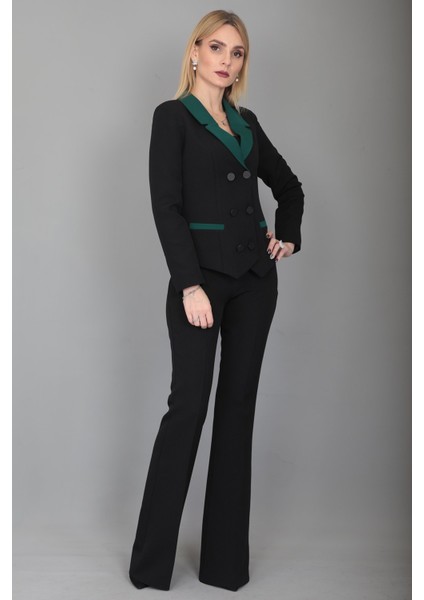 Garnili Ceket & Ispanyol Paça Pantolon Takım-Zümrüt fiyatları