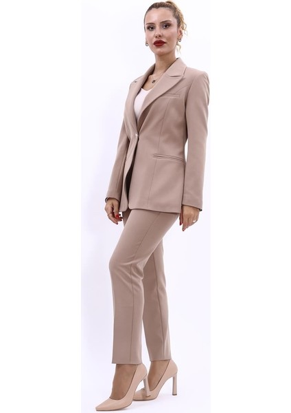 Erkek Yaka Tek Düğmeli Klasik Ceket & Dar Paça Pantolon-Taş fiyatları