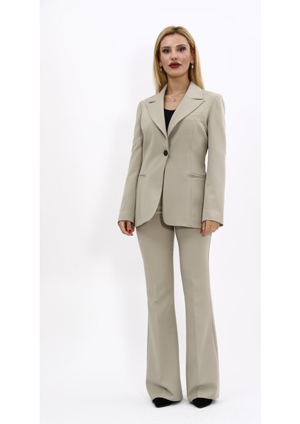 Erkek Yaka Tek Düğmeli Klasik Ceket & İspanyol Paça Pantolon-Bambu indirimleri