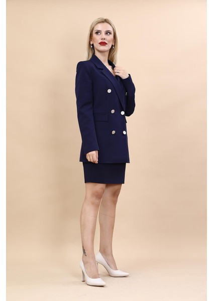 Blazer Ceket & Kısa Kalem Etek Takım-Lacivert modelleri