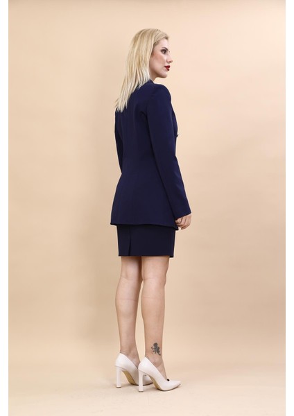 Blazer Ceket & Kısa Kalem Etek Takım-Lacivert fırsatları