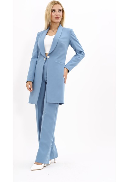 Şal Yaka Cepli Uzun Ceket & Bol Paça Pantolon-Deniz fiyatları