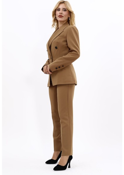 Erkek Yaka Çapraz Ceket & Dar Paça Pantolon-Camel fiyatları